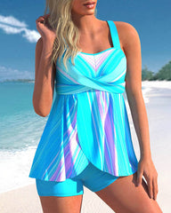 High Waisted Tie Dye Tankini Swimwear Tummy Control with Boyshorts Bathing Suit