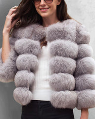 Faux Fox Fur Coat Short Jacket Winter Warm Outwear
