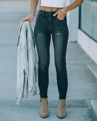 Washing Black Grinding Edge Swing Jeans