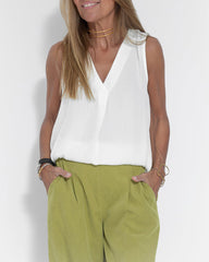 Women's Sleeveless V-Neck Chiffon Blouse Vest