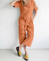 Solid Color Loose Fit Overall Jumpsuit with Pockets