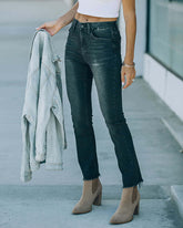 Washing Black Grinding Edge Swing Jeans