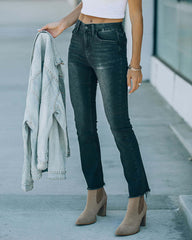 Washing Black Grinding Edge Swing Jeans