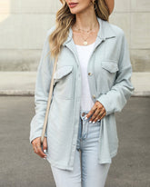 Solid Color Long Sleeve Jacket Casual Pocket Knitted Outerwears