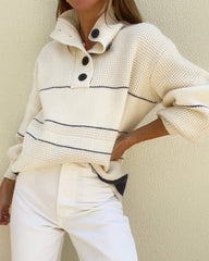 Loose Striped Turtleneck Sweater