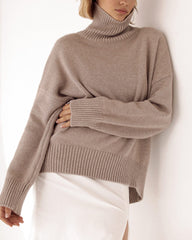 Turtleneck Loose Long Sleeve Knitted Pullover Sweater Tops