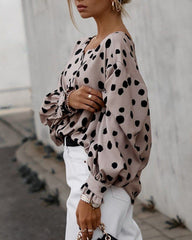 Pink Button Frill Cuffs Oversize Puff Sleeve Blouse