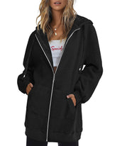 Women Casual Zip Up Fleece Hoodies Tunic Sweatshirt Long Hoodie Jacket - Zeagoo (Us Only)