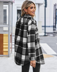 Zeagoo Womens Fashion 2023 Plaid Shacket Jacket Button Down Trench Coats Wool Blend Peacoat Belted Outwear with Pockets