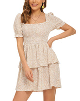 Lantern Sleeve Swing Mini Dress - Zeagoo (Us Only)
