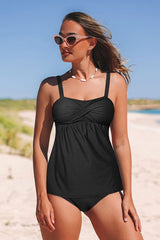 Black Stunning Front Wrap Tankini