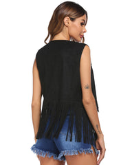 Zeagoo Womens Fringe Vest 70s Cowgirl Costume Faux Suede Rave Outfits Western Hippie Clothes S-XXXL