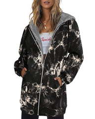 Women Zip Up Hoodies Long Fleece Jacket Lightweight Tunic Hooded Sweatshirt Oversize Winter Coat With Pockets - Zeagoo (Us Only)