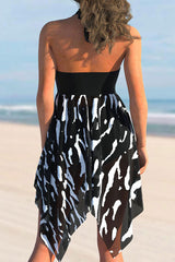 Camouflage Patchwork Flattering Irregular Hem Tankini