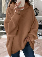 Casual Loose Pullover Solid Color Turtleneck Sweater