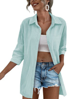 3/4 Sleeve Shirts Button Down Beach Cover Up - Zeagoo (Us Only)