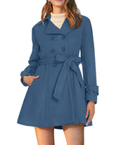 Women's Fashion Classic Lapel Double-Breasted Thick Wool Trench Coat Jacket - Zeagoo (Us Only)