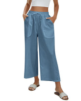 Women Cotton Linen Pants High Waisted Wide Leg Long Lounge Palazzo Pants Trousers with Pockets S-XXL - Zeagoo (Us Only)
