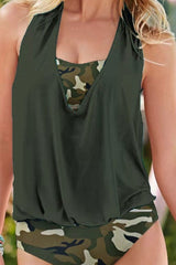 Camouflage Stylish Layered Tankini Three Pieces