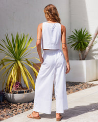 Two Piece Outfits Sleeveless Crop Tops Elastic Waist Wide Leg Pants Set