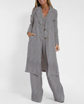 Casual Slim Fit Long Blazers Collar Jacket with Flap Pockets