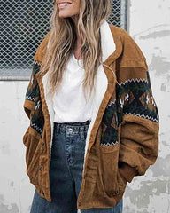 Lapel Long Sleeve Velvet Jacket