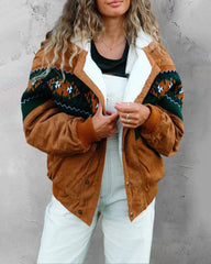 Lapel Long Sleeve Velvet Jacket