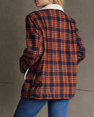 Vintage 70s Orange and Black Plaid Plush Jacket