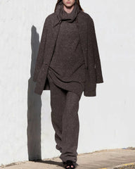 Solid Color Casual Cardigan Turtleneck Sweater Three-piece Sets