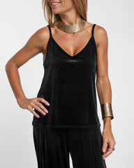 Casual Two Piece Set Black Velvet Strapless Top and Pants Set