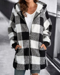 Oversized Hoodie Plaid Loose Overcoat