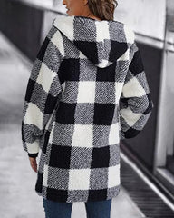Oversized Hoodie Plaid Loose Overcoat