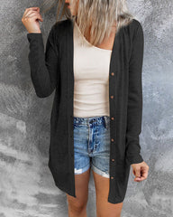 Knitted Plain Classic Shirt Collar Regular Sweater Cardigans