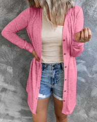 Knitted Plain Classic Shirt Collar Regular Sweater Cardigans