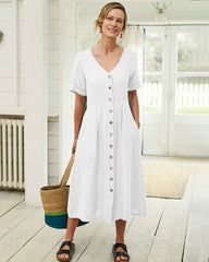 Mid Length Dress Summer Long Dresses with Pockets