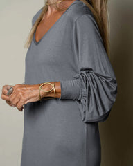 Casual Classic Long Sleeve V-neck Maxi Dress