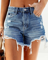 Ripped Denim Shorts High Waisted Distressed Jean Shorts Frayed Raw Hem Shorts