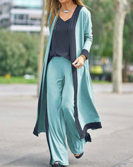 Cardigan Sets 3 Piece Pants Suits Dressy Casual Long Sleeve Lounge Sets Loose Fit Pajamas Set