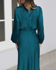 Satin Long-Sleeved Loose Fit Dress Elegant Evening Party Dresses