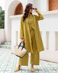 Casual Slim Fit Collar Long Blazers Jacket with Flap Pockets