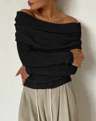 Women's Off Shoulder Tops Long Sleeve Slim Sweater