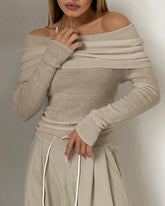 Women's Off Shoulder Tops Long Sleeve Slim Sweater