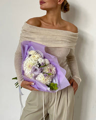 Women's Off Shoulder Tops Long Sleeve Slim Sweater