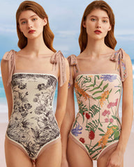 Double-Sided Print Reversible One-Piece Swimsuits