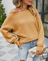 Solid Color Long Sleeve Off Shoulder Tunic Sweaters