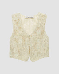 Vintage Knit Sweater Vest Open Front Out Hollow Tank Crop Sleeveless Button Out Top