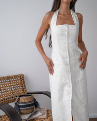 Halter Sleeveless Breasted Elegant Midi Dress