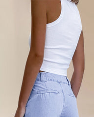 Round Neck Basic Racerback Ribbed Tank Top