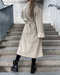 Women's Thick Windproof Belted Long Trench Coat Outerwear