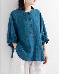 Lantern Sleeve Retro Loose Mid-sleeve Plus Size Shirt